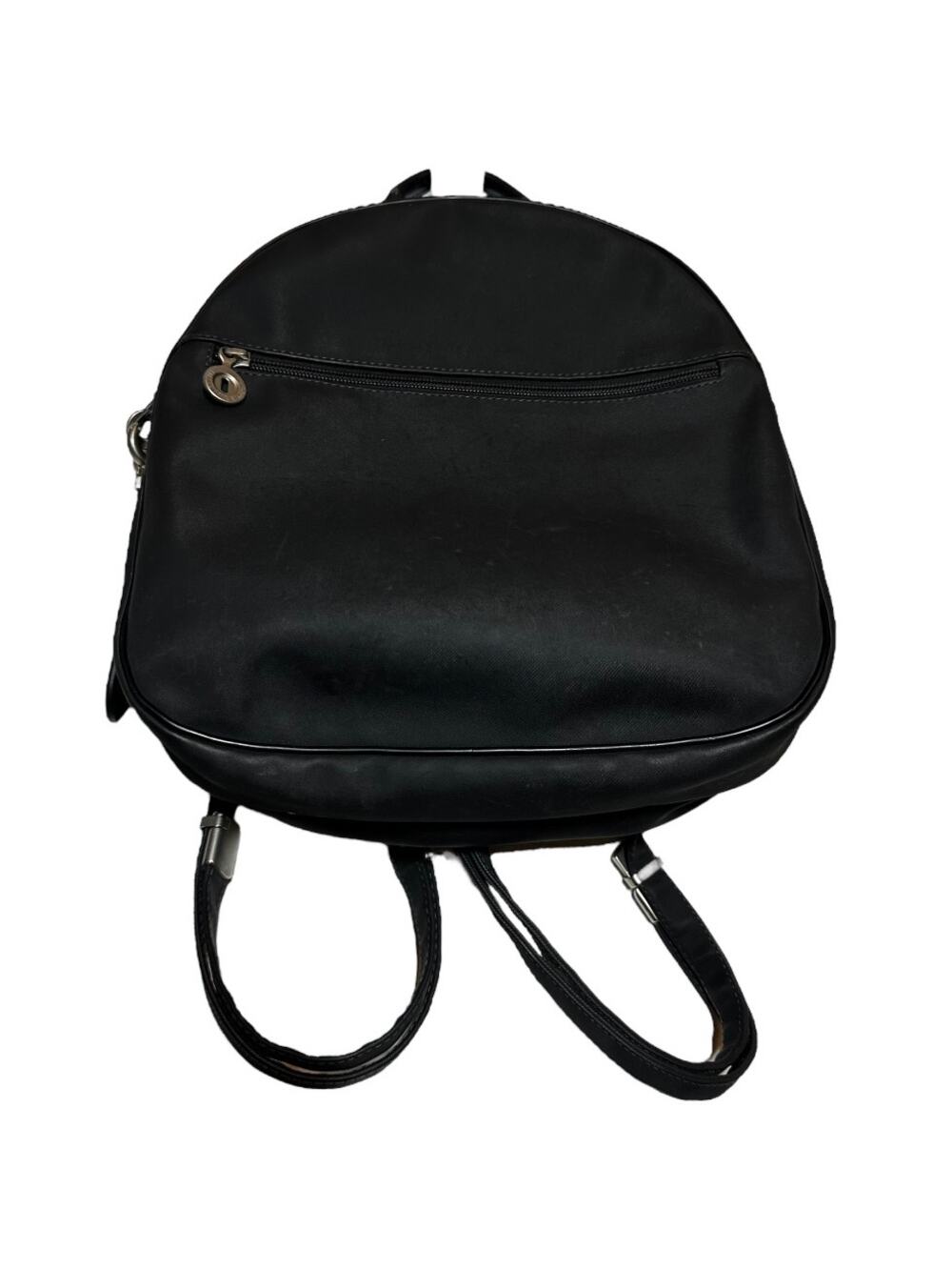 Mandarina Duck Backpack Nylon Leather Trim Mini Round Black 10"x12.5"x4"